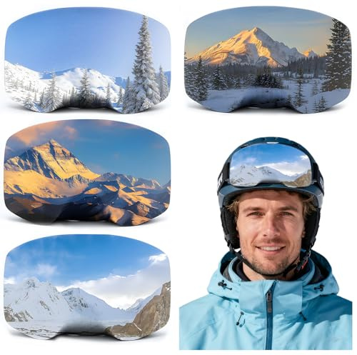 WEINIBAO 4 Piezas Funda Protectora para Gafas de Esquí, Protege Contra Arañazos, Funda para Gafas de Esquí Portabilidad para Hombres Mujeres, Protector Gafas Esqui para Viajes Après-Ski