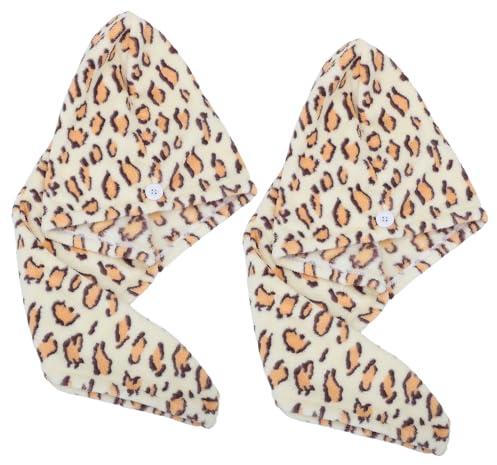 Ipetboom 2 Stück Mikrofaser Haarturban Leopard Print Schnell Trocknendes Dickes Haarhandtuch für Damen und Mädchen Saugfähige Trockenhaube für Zuhause Salon Fitness Schont Haare und
