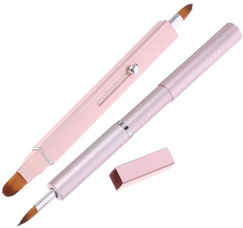 PENIKOKO Pinceles de Labios Retráctiles para Mujer 2 Piezas Cerdas Sintéticas y Mango de Aluminio, Portátiles para Aplicar Brillo Labial en Viajes y Bolso