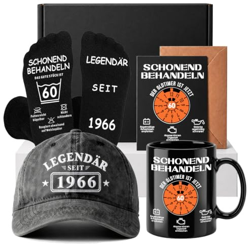 Gratitopia Geschenk zum 50. 60. 70. Geburtstag Mann, Geschenkset mit Baseballkappe, Anti-Rutsch Socken & Geburtstagskarte, Geburtstagsgeschenk für Opa Papa Ehemann Freunde Kollegen