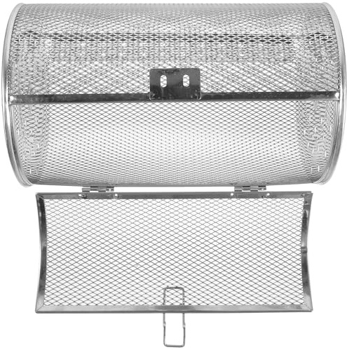 FONDOTIN Cestello per Grigliare Gabbia Rotante in Acciaio Inox 304 per Forno e Friggitrice ad Aria, Cestino Girarrosto Porta Apribile, Accessorio per Barbecue e Cottura Uniforme di Carne