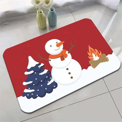 Alfombra de Baño Antideslizante, 50x80cm Alfombrilla Diatomita Baño Súper Absorbente, Alfombrilla Ducha Lavable Stone Bath Mat, Alfombra Piedras para Ducha, Cocina, Bañera y Baños, WC Christmas 6-259