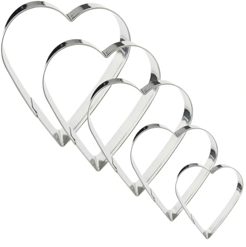 5er Set Herzausstecher aus Edelstahl Ausstechformen in 5 Größen für | Groß und Klein Herz Ausstecher für Fondant und Tortendeko, Praktisches Backzubehör für Valentinstag und Feste, und Kekse