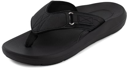JOMIX Infradito Uomo con Cinghie Regolabili e Chiusura a Strappo Ciabatte da Spiaggia Antiscivolo Comode Leggere per Mare e Piscina Estate (BLAK,42)