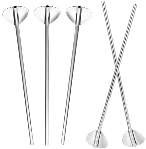 LIFKICH Set 6 Pezzi Cannucce Cucchiaio Filtrante in Acciaio Inossidabile Argento, Multiuso per Mescolare Bevande, per Uso Famiglia e Intrattenimento