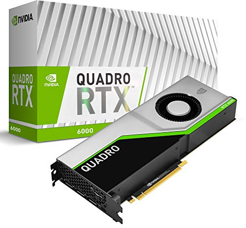 PNY Quadro RTX 6000Carte Graphique Professionnelle 24GB GDDR6 PCI Express 3.0 x16, Double Slot, 4X Port Display, 8K Support, Ventilateur Actif Ultra-Silencieux