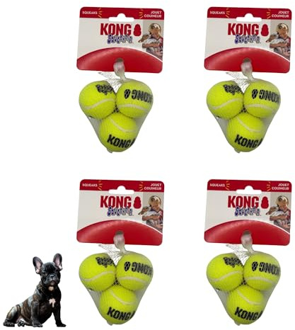 KONG Air Squeakers Tennisbälle, klein, 5,1 cm Durchmesser, 3 Stück, 4 Stück