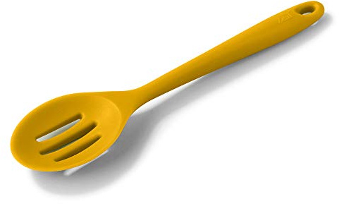 Zeal Silicone Non-Stick Slotted Kitchen Cooking Spoon, Heat-Resistant Perfect for Stirring, Serving, Scooping, Draining and Mixing, 28cm, Mustard Yellow