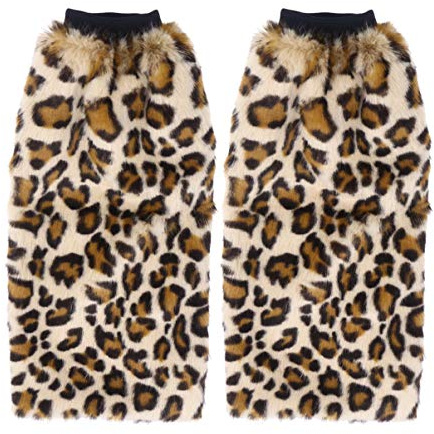 NUOBESTY Beinwärmer booten Manschette Webpelz Stiefel wärmere Langen Flauschigen Manschetten Decken für Frauen Mädchen 40cm (Leopard)