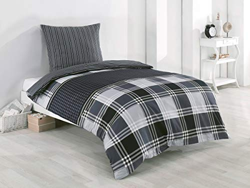 Buymax Bettwäsche 155x220 cm – Bettwäsche Set 2-teilig 155 x 220 cm, Renforcé 100% Baumwolle, Bettbezug mit 1 Kissenbezug 80x80 cm, Oeko-TEX, Reißverschluss, weich und atmungsaktiv