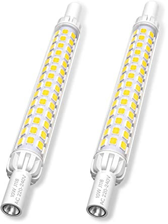 Klarlight R7S 118mm LED Bulb 10W J118 Linear Reflector Light Cool White 6000K 60W R7S Halogen Bulb Replacement 12 * 118mm Slim LED Spotlight Bulbs for Ceiling Floodlight Lamp Non-Dimmable [2-Pack]
