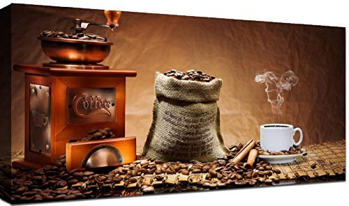 canvashop Quadri Moderni Caffè Cm 120X60 Stampa Su Tela Da Parete Quadro Soggiorno Macinino Ristorante Bar Cucina Caffe Vintage