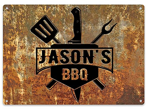 Purple Print House BBQ Sign Personalised - Garden Party Gift For Dad - Barbecue Signs and Plaques Outdoors Area Fathers Day, Garden & Outdoor, Large, Design 3