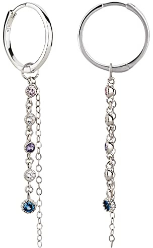 Schöner SD Creolen 20mm mit Ohrring Einhänger Kette lang 925 Silber