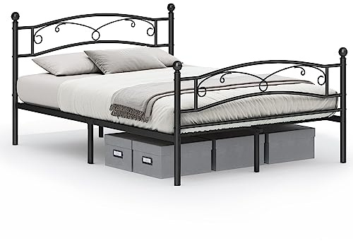 VASAGLE RMB073B01 Cadre de lit Double en métal pour Matelas de 140 x 190 cm Montage Facile Noir