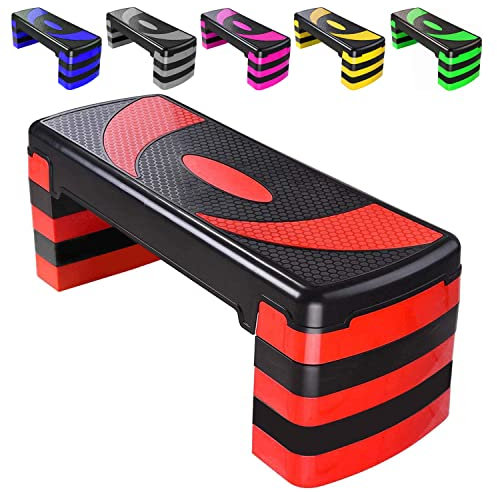 Aerobic-Stepper mit 5 verstellbaren Stufen (10/15/20/25/30 cm) Cardio-Gewichte Yoga-Übungs-Workout-Stepboard Rutschfestes Home-Gym-Routine-Fitness-Training