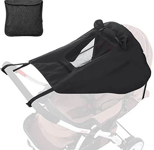YeahBoom Sonnensegel für Kinderwagen mit UV Schutz 50+, Universal mit Sichtfenster & Extra Breite Schattenflügel, Double Layer Fabric, Wasserdicht Staubdicht Winddicht