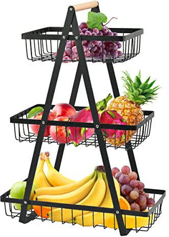 NA Cesta de frutas de 3 niveles, soporte para cuencos de frutas, cesta de pan, soporte de frutas desmontable para frutas, verduras, aperitivos en el hogar, oficina de cocina, con destornillador