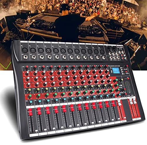 JODAIS 12-channel mixer audio, DJ mixer, Console with Bluetooth USB,audio mixer with effects, DJ equipment for Computer Recording Input, 48V Power,RCA Input/Output for Professional and Beginners