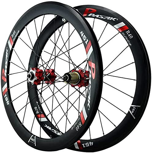 ZECHAO Fahrrad Wheelset 20in (406) / 22in (451) Doppelschalig Aluminiumlegierung MTB Rim Scheibenbremse Schnellspanner Fahrrad-Rad 7/8/9/10/11/12 Geschwindigkeit Wheelset (Color : Red, Size : 20in*4