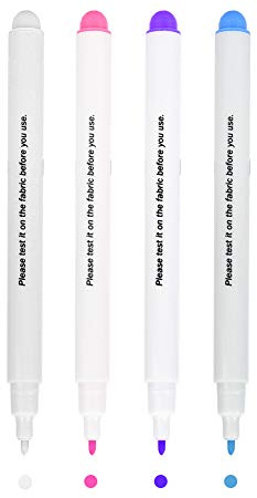 4er-Pack Stoffmarkierungsstifte, 4 Farben, mit Wasser Löschbarer Markierungsstift, Verschwindende Tinte, Stoffmarkierungsstift, Lederhandwerk, DIY-Werkzeug, Nähzubehör,