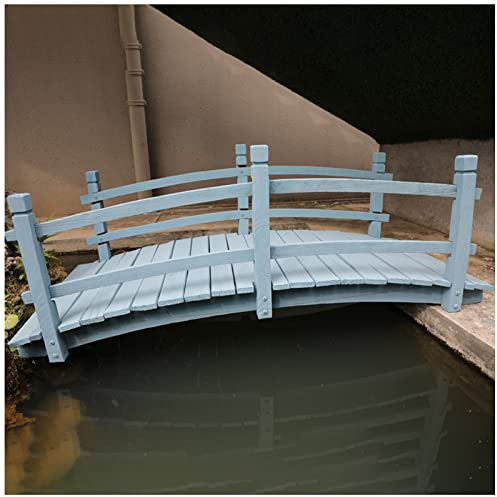 LXLZYXSF Gartenbrücke Bach Flüsschen Holzbrücke Für Garten Park 2 Handläufe Design Landschaftsbau-Brücke Hinterhof-Gehweg, Bogenförmig Teichbrücke Im Freien, Blau