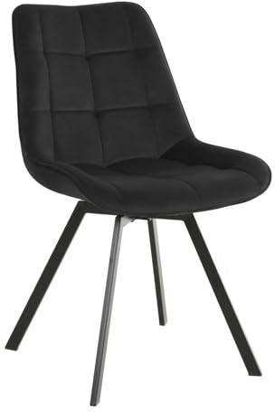 exitodesign Drehstuhl Esszimmer LAPO 49x62x83 cm - Esszimmerstühle Gesteppt 360° Drehbar Bürostuhl Stuhl - für Esszimmer Küche Wohnzimmer Salon Schreibtisch (Velvet Schwarz)