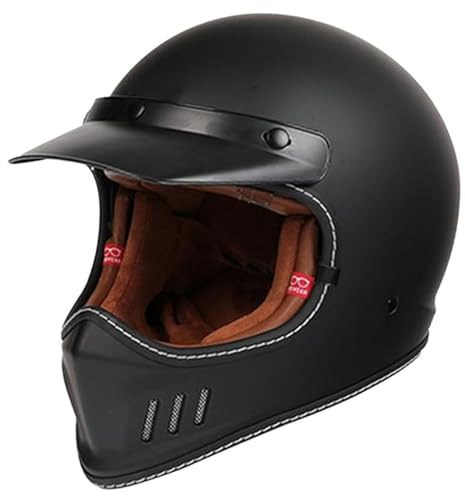 QJWMatic Retro-Integral-Motorradhelm, Straßen-Motorrad-Integralhelme Mit Sonnenblende ECE-Zugelassener Helm Für Erwachsene Männer Und Frauen B,XXL63-64CM
