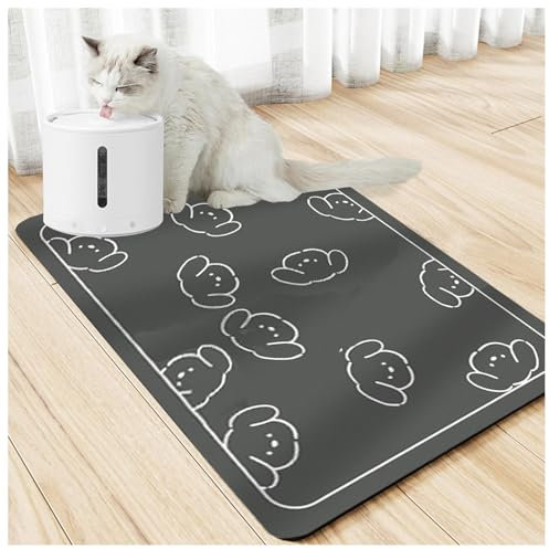 Hundematten für Futter und Wasser, für Futter und Wasser, schnell trocknend, Gummi, leicht zu reinigen und keine Flecken, Wassernapf-Matten für Böden für unordentliche Trinker, C-40 x 60 cm