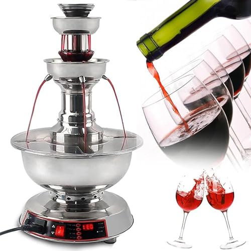 lwjunmm Red Wine Fountain Machine,3-layer Electric Beverage Dispenser,3.5L Capacity/0-100° Temperature Adjustment,Suitable for Bars,Coffee Shops,Birthday Parties,Wine,Champagne,Water,Juice