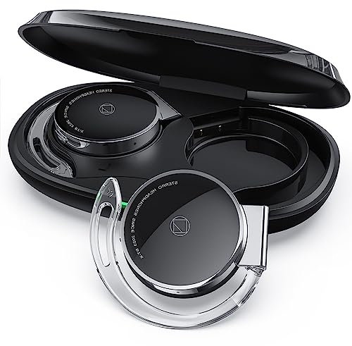 On Ear Headphones Wireless Bluetooth V5.3, Open Ear Earbuds Wireless with Earhooks, Clip on Headphones Sports Headset Bluetooth with 4 Microphones, Long Battery Life/with Charging Case