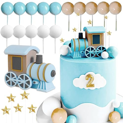 Vintage Blue Train Cake Decoration Train Cake Topper Train Theme Birthday Decorations Baby Shower Party Supplies Baby Shower Cake Decoration