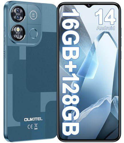 OUKITEL C57 Pro Handy Ohne Vertrag - 16GB+128GB/1TB Smartphone Ohne Vertrag, 6.52 Zoll Android 14 Smartphone, 4300mAh, Octa Core, 13MP Camera, Dual SIM 4G Simlockfreie Handys, Fingerprint/Face ID/GPS