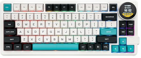 MechLands Feker K75 Lite Gasket - Teclado mecánico con pantalla y botón, teclado cremoso intercambiable en caliente, USB-C/BT5.0/2.4G, inalámbrico, con batería de 5000 mAh, RGB para Win/Mac, color