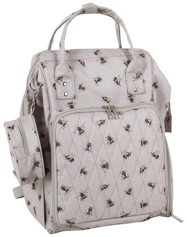 Hobby Gift Crafters Bee Rucksack – robuster, wasserdichter Garn-Aufbewahrungsrucksack mit Mehreren Fächern, Organizer-Panel und verstärkten Garnlöchern. Bequeme, gepolsterte Schultergurte, 28x4x43cm
