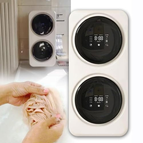 Machine à laver portable, machine à laver les sous-vêtements à double chambre 2 × 3,5 L, petite laveuse et sécheuse à tambour avec panneau tactile intelligent, séchage haute température 65 ℃(Desktop m