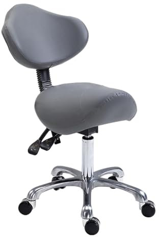LULUMAIC Sattelhocker auf Rädern drehbar Verstellbarer Hocker, Schönheitshocker -Stuhl mit Rückenunterstützung, ergonomischer Sattelstuhl Rolling Stuhl