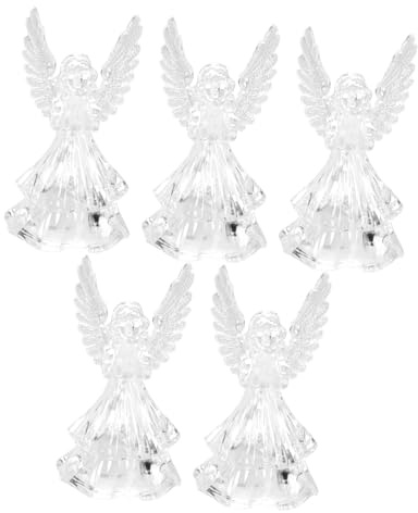 Cabilock 5stücke Teiliges Led Acryl Engel Nachtlicht Farbwechselndes Xmas Deko Licht Mit Stabilem Standfuß Leuchtende Weihnachtsdeko Für Tisch Party Zuhause Und Restaurant