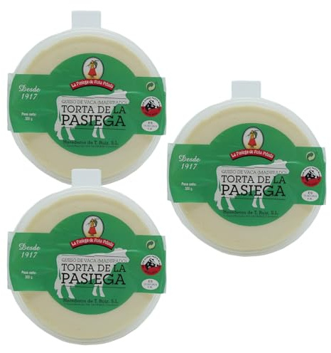 LA PASIEGA DE PEÑA PELADA Torta de Queso, PACK DE 3 Quesos redondos 300 gr (aprox) En tarrina - Textura Cremosa y Sabor Suave - Elaborado con Leche de Vaca Pasteurizada - Calidad Artesanal Española