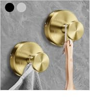 vidonio Shower Suction Cup Hooks, 2 Pack Black Stainless Steel No-Drill Towel Hooks, Heavy Duty Waterproof Suction Hooks for Bathroom, Glass Door, Tile - Holds up to 15 lbs