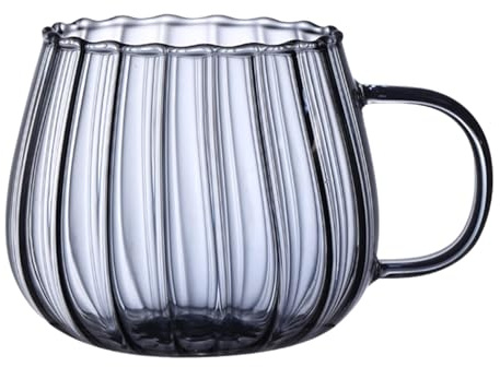 Tasse à en verre - Coupe transparente, poignée ergonomique | Coupe élégante en Borosilicate pour café au lait mousseux, chocolat fondu, lait végétal ou thé glacé, convient pour FeJets