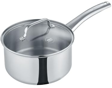 Berndes b.brillant Stieltopf 20 cm Edelstahl – Kochtopf für Induktion, allherdtauglich, Milchtopf mit Glasdeckel, unbeschichtet & backofentauglich – langlebiger Kochtopf klein