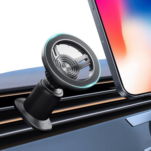 SINOTATO Soporte Movil Coche Magsafe, Soporte Magnetico Movil Coche 360° Rotación Soporte Movil Vehículo Iman Soporte Telefono Vehículo para iPhone 17 16 15 14 13 Pro MAX Plus Magsafe Accesorios Auto