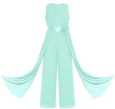 Yhong Tuta Intera Salopetta Lunga Bambina Principessa Elegante Jumpsuit da Cerimonia Senza Manica Romper