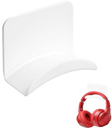 Mewflew Kopfhörerhalter ohne Bohren – Selbstklebender Headset-Halter für Wand, Schreibtisch oder Regal – Platzsparender weißer Haken mit starkem Klebeband, einfache Montage für Gaming, Büro und Zuhaus