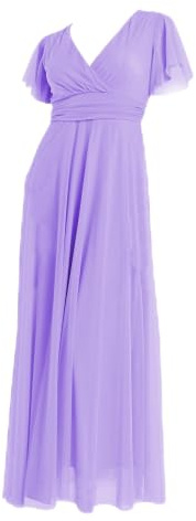 VALORIALUXE Vestido largo elegante para mujer con mangas volantes y cuello en V – Vestido de ceremonia fabricado en Italia