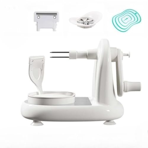 Manual Apple Peeler with Hand Crank, White, Anti-Slip Base, Kitchen Fruit Peeling Tool, 18cm x 12cm x 15.5cm