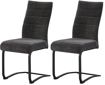 xonox.home – Schwingstuhl Leni 43x98x59 cm Anthrazit 2er Set – Robuster Freischwinger für Esszimmer – Stabil, langlebig, belastbar 120 kg – Komfortabler Design-Stuhl für Wohnbereiche