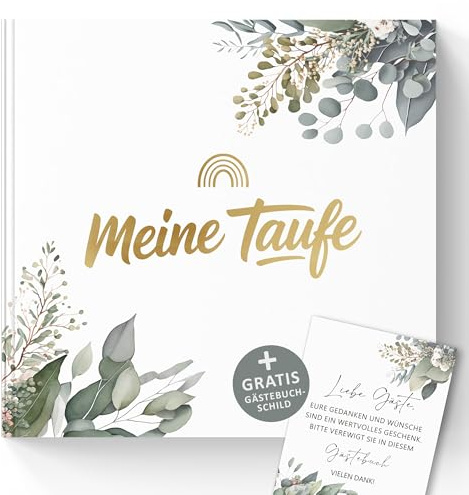 Meine Taufe Gästebuch zum Selbstgestalten - Erinnerungsbuch für Mädchen & Junge - Taufgeschenk & Taufalbum 72 Seiten ohne Fragen für Glückwünsche und Fotos (Meine Taufe/Eukalyptus, 21x21cm)