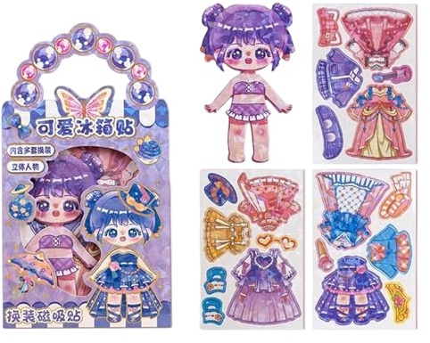 gifyym Magnetische 3D-Puppe – Kreatives Spielzeug Mix & Match Kleidung mit Magneten | Geschenk für Fans und Sammler, Papier, 18 x 10 cm